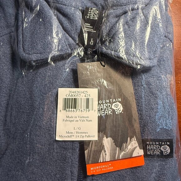 MOUNTAIN HARDWEAR MICROCHILL 1/4 ZIP PULLOVER MEN'S LARGE FLEECE COZY BLUE New - Picture 6 of 6